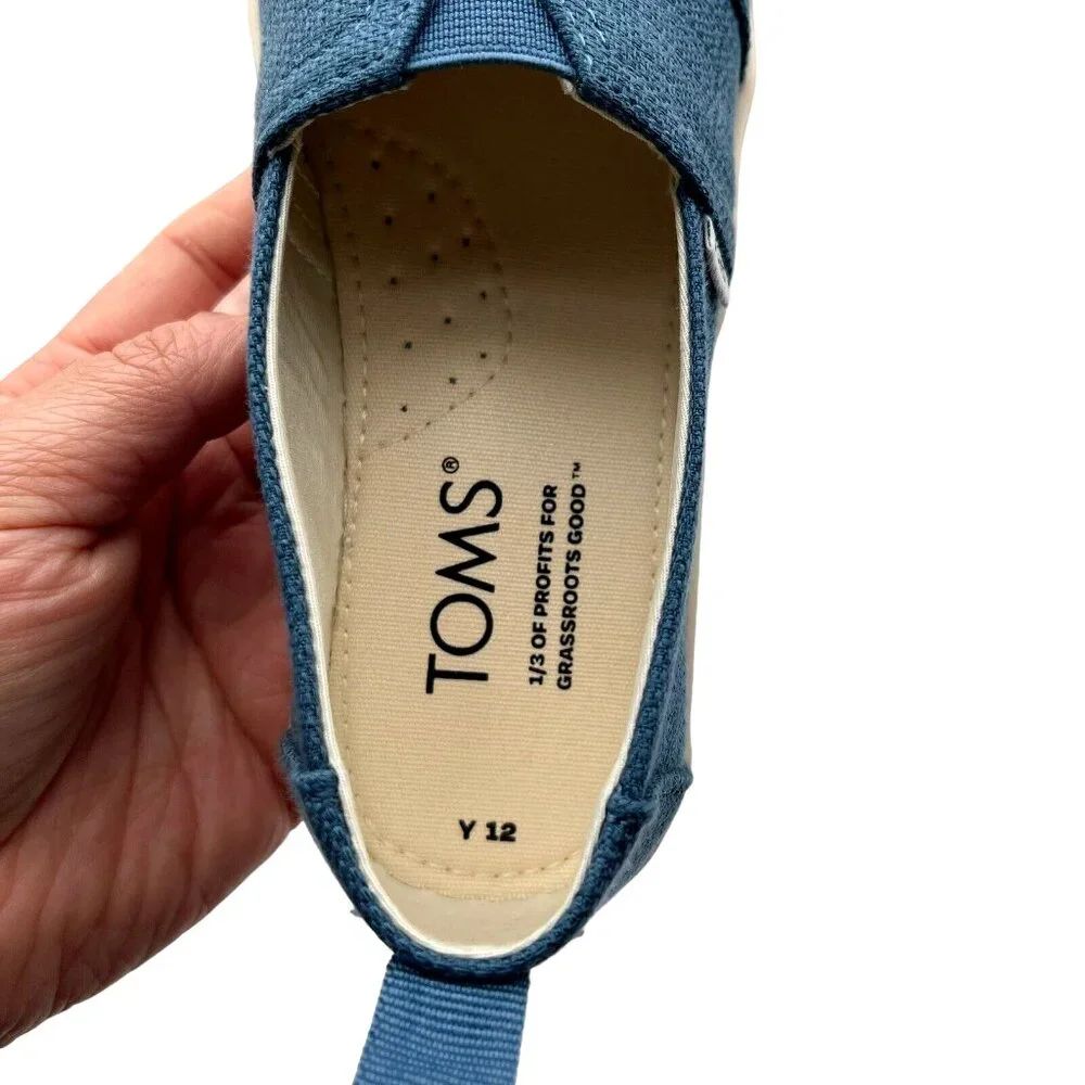 Toms Little Girls Alpargata Slip-on Shoes Size 12 Ocen Blue Lightweight & Comfy